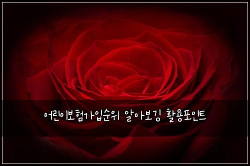 어린이보험가입순위 알아보깅 활용포인트