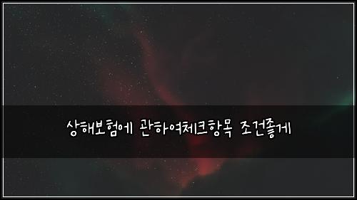 상해보험에 관하여체크항목 조건좋게