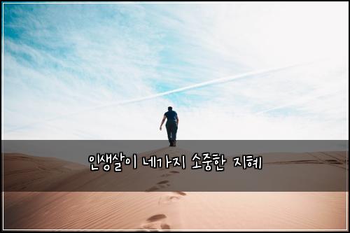 인생살이 네가지 소중한 지혜