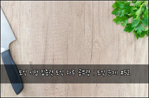 토익 시험 집중력 토익 하루 공부량 : 토익 문제 #52