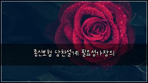 종신보험 당찬설계  필요성가장의
