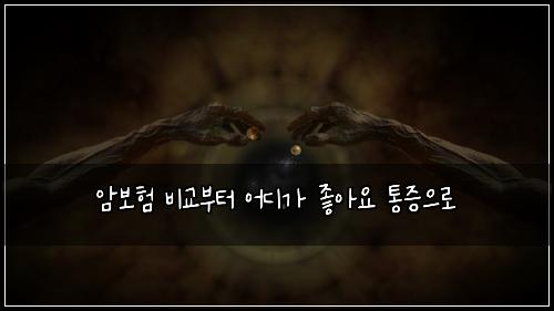 암보험 비교부터  어디가 좋아요 통증으로