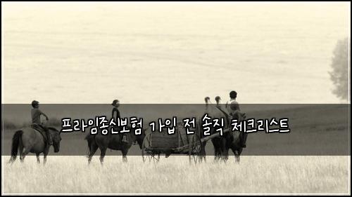 프라임종신보험 가입 전 솔직 체크리스트