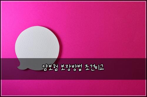 암보험 보장방법  조건비교