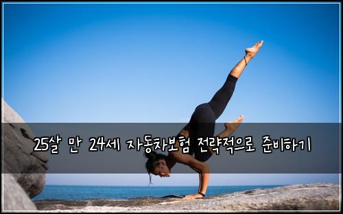 25살 만 24세 자동차보험 전략적으로 준비하기