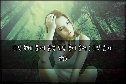 토익 독해 문제 분석 토익 풀이 순서 : 토익 문제 #93