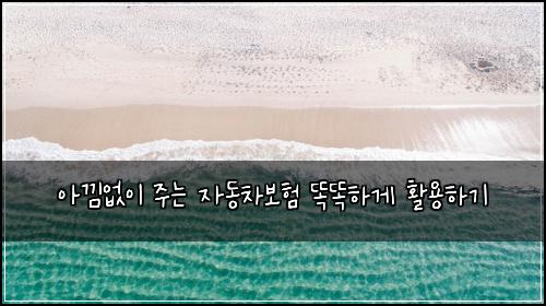 아낌없이 주는 자동차보험 똑똑하게 활용하기