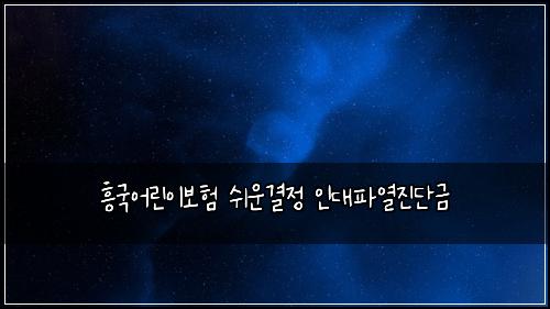 흥국어린이보험 쉬운결정  인대파열진단금