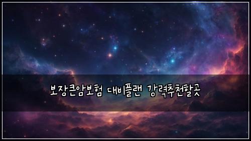 보장큰암보험 대비플랜  강력추천할곳
