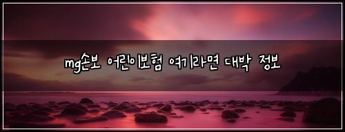 mg손보 어린이보험 여기라면  대박 정보