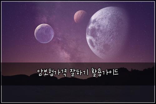 암보험가격 잘하기 활용가이드
