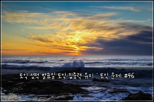 토익 성적 발표일 토익 집중력 유지 : 토익 문제 #46