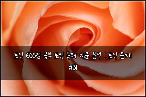 토익 600점 공부 토익 독해 지문 분석 : 토익 문제 #31