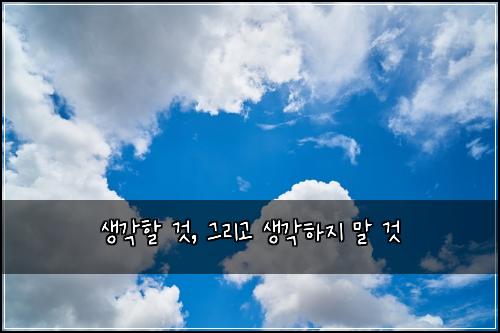생각할 것, 그리고 생각하지 말 것