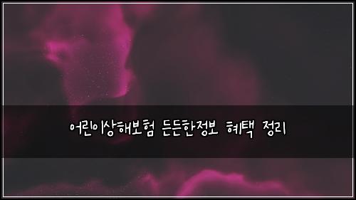 어린이상해보험 든든한정보  혜택 정리