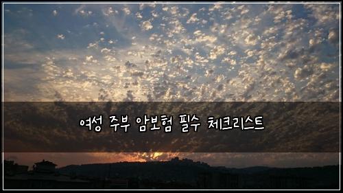 여성 주부 암보험 필수 체크리스트