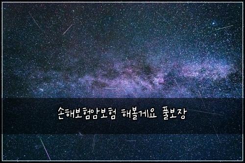 손해보험암보험 해볼게요 풀보장