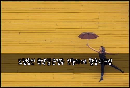 보험종신 특약같은경우 신중하게 활용하는법