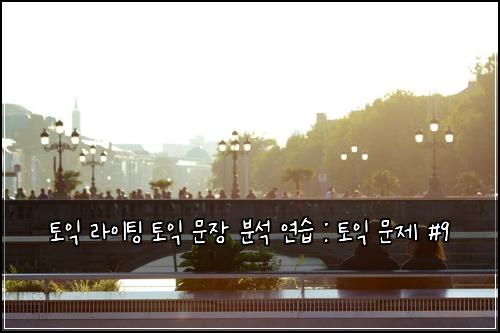 토익 라이팅 토익 문장 분석 연습 : 토익 문제 #9