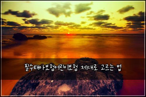 필수태아보험어린이보험 제대로 고르는 법